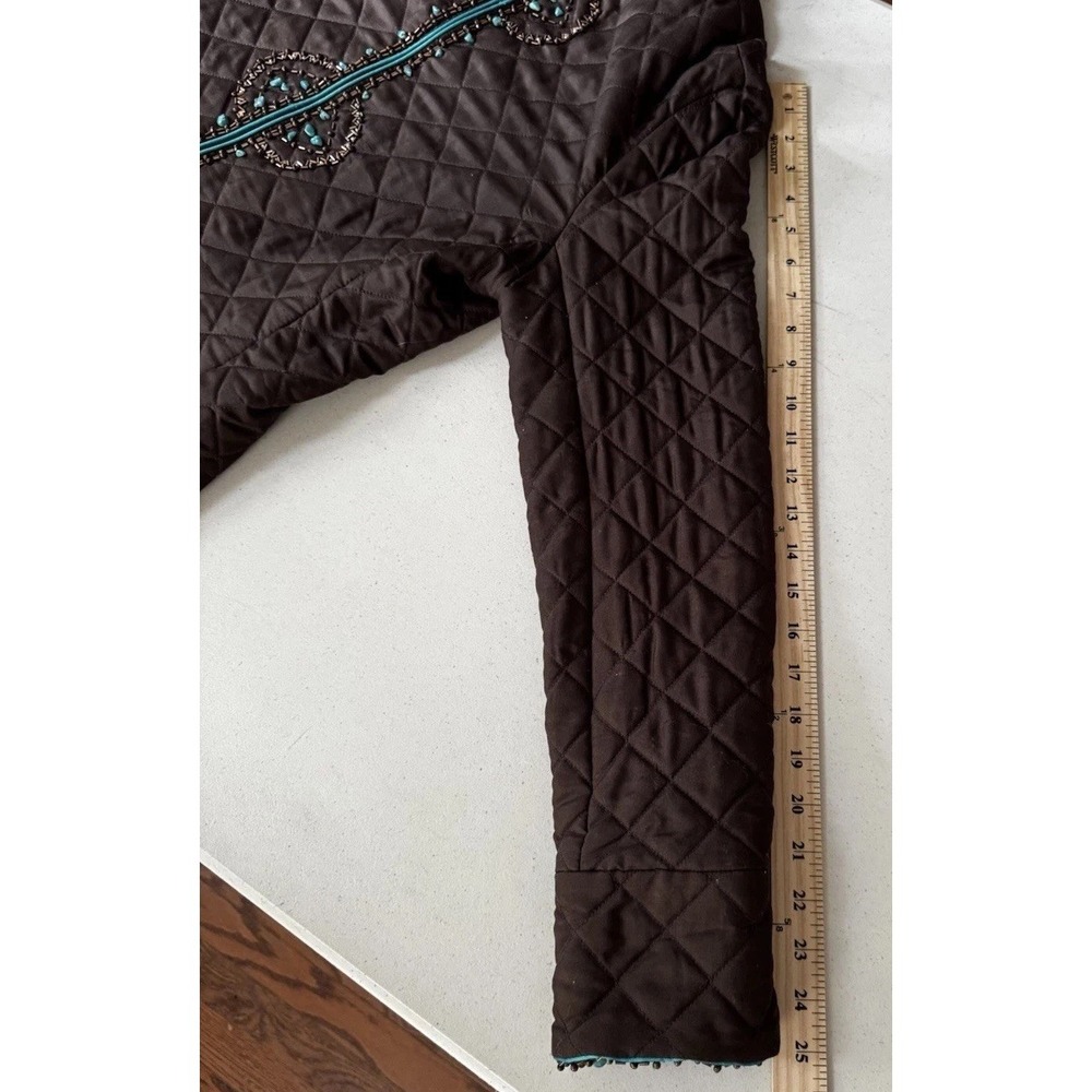 Silkland Quilted Beaded Jacket Brown Turquoise Western Boho Goblincore Artisan‎ - Picture 16 of 16